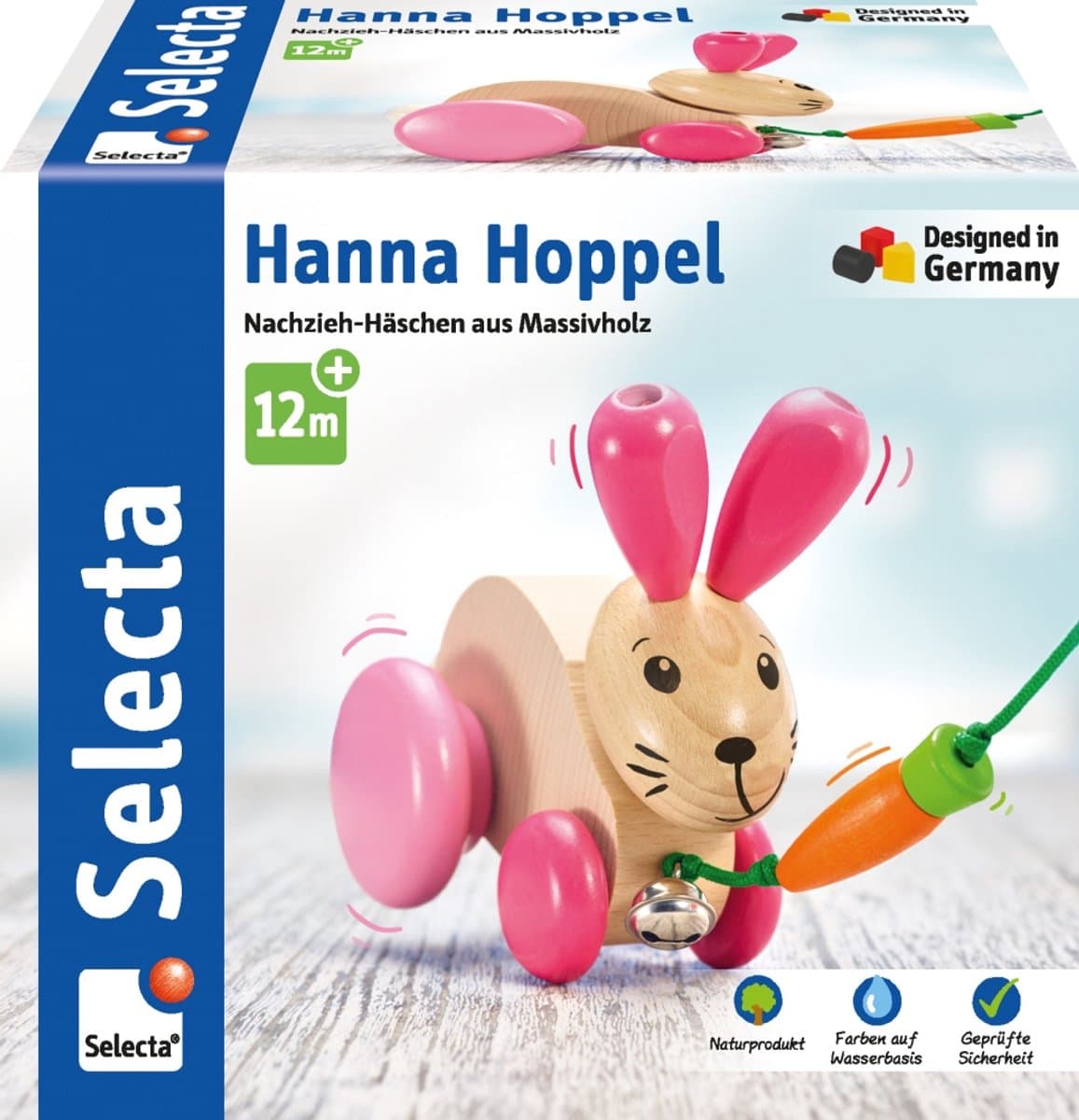 Vrolijk Houten Trekfiguur Konijn Hanna Hoppel
