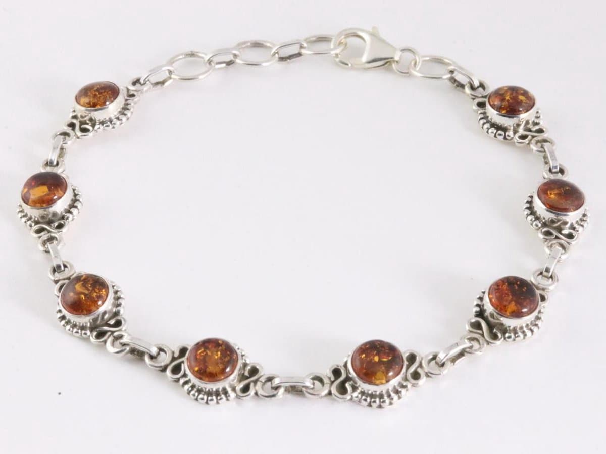 Schitterende Zilveren Armband met Warme Amber